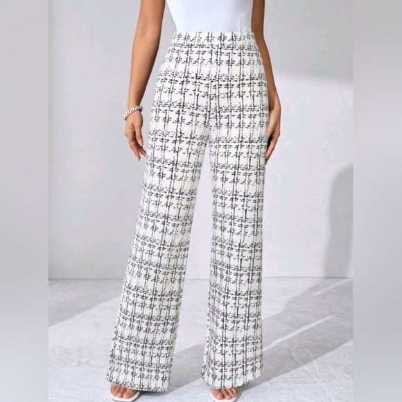 Summer Elegant Women's Plaid Printed Elastic Knitted Pants, Suitable - Picture 4 of 6